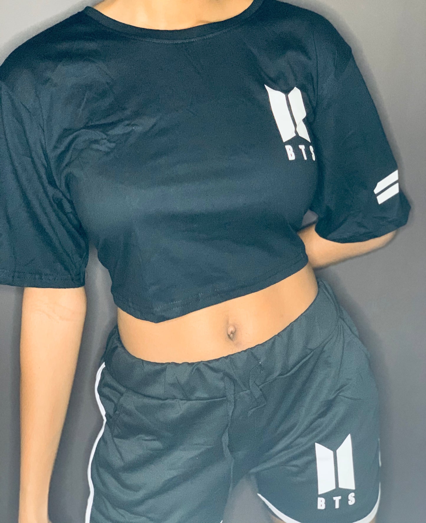 BTS CROP TOP AND SHORTS SET